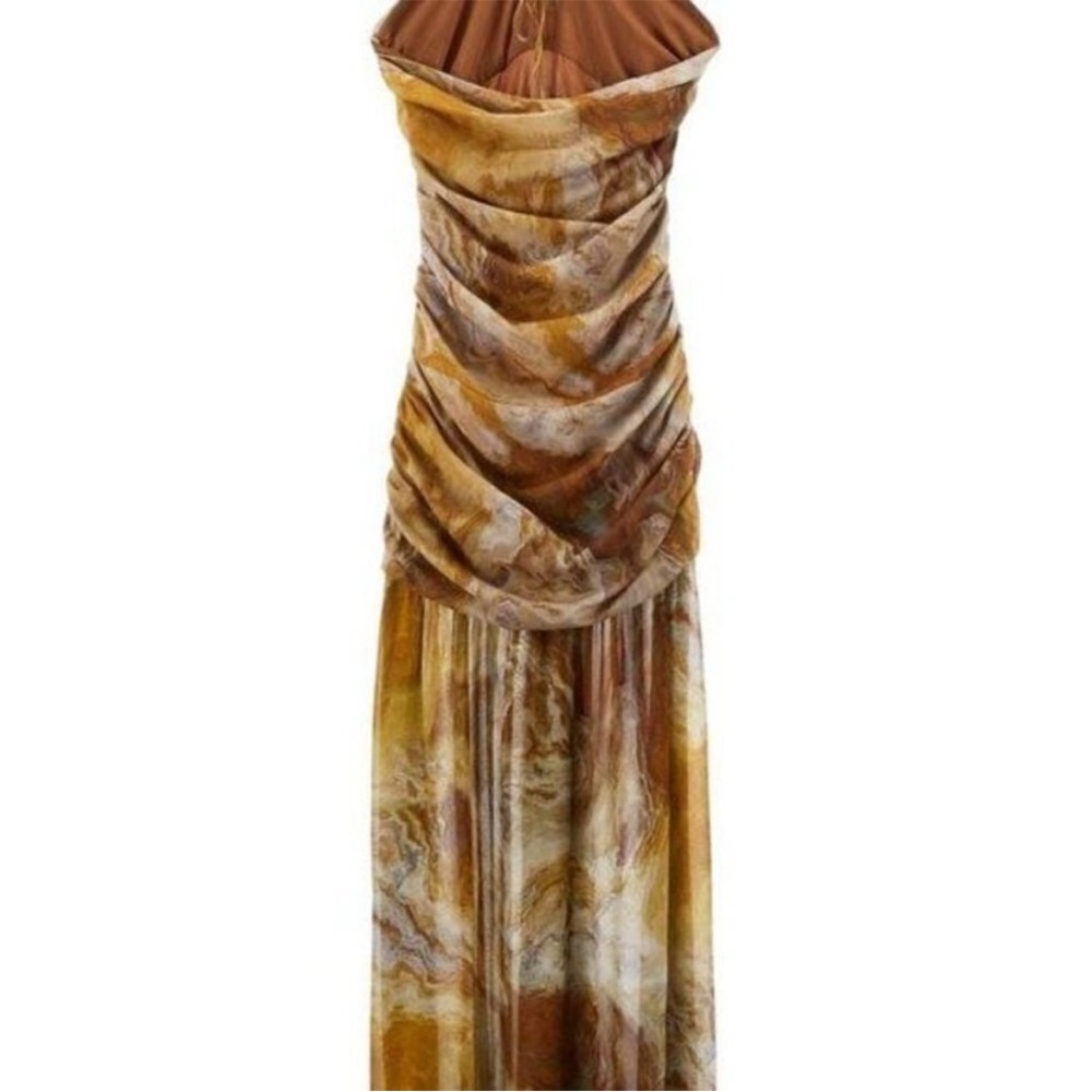 Zara Silk Halter Ruched Maxi Dress BNWT - Picture 6 of 11